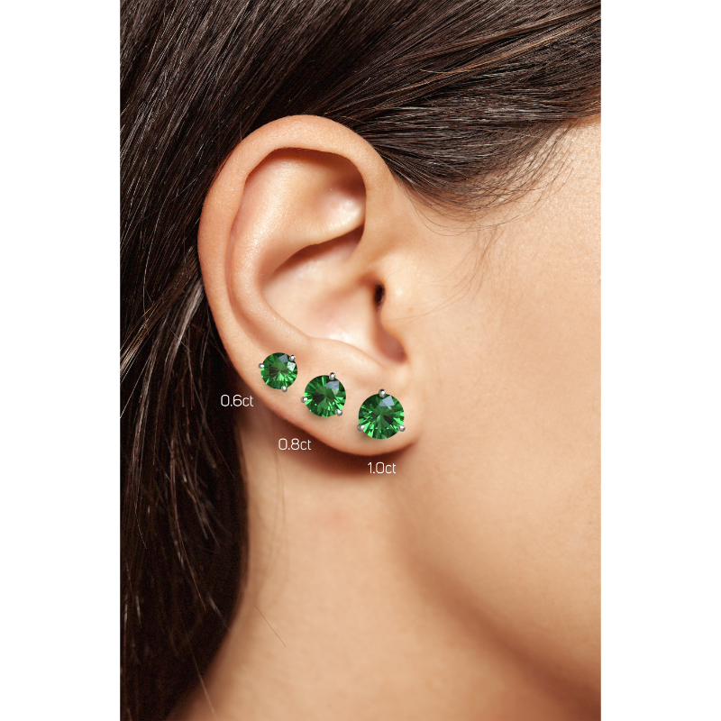 Emerald Earrings 0.80 CTW Studs  RUBOVER 18K Rose Gold - SCREW